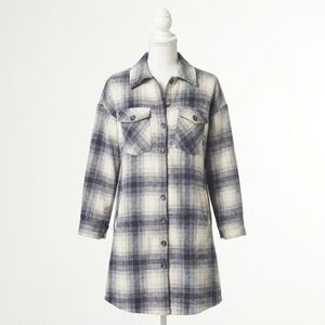 NEW COCO + CARMEN tamara plaid shacket in blue/tan